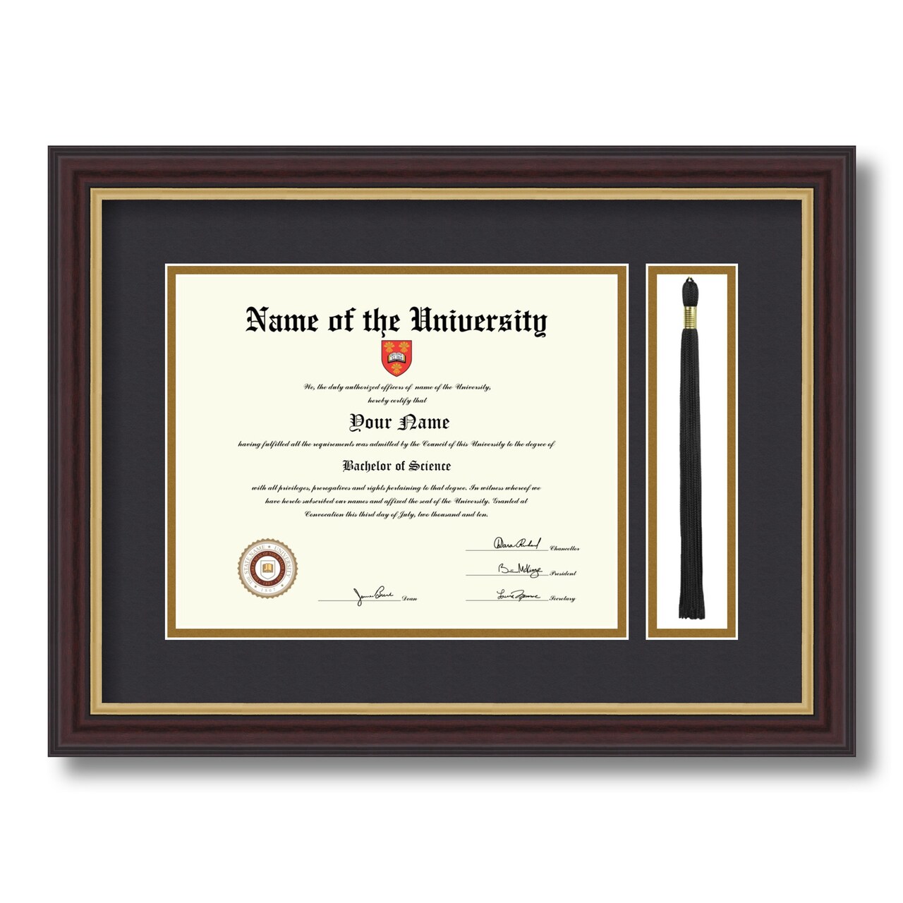ArtToFrames 8x10 inch Diploma Frame with Tassel Opening - Framed with Black and Gold Mats, Comes with Regular Glass and Sawtooth Hanger for Wall Hanging (DT-8x10)